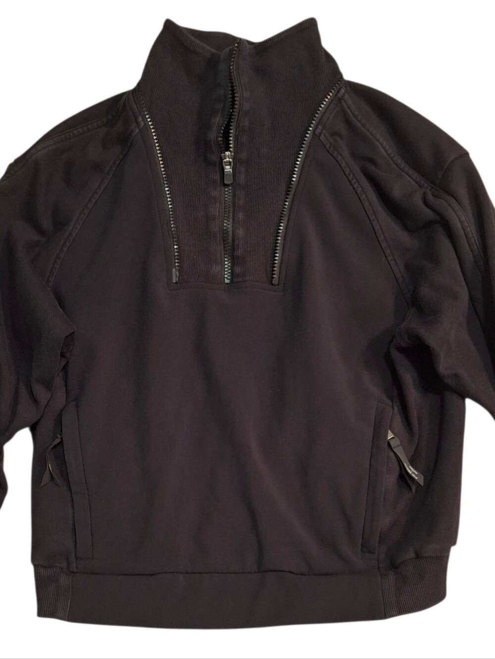 Athleta x Allyson Felix Faded Blk 3/4 Zip Pockets Cropped Jacket Womens Small